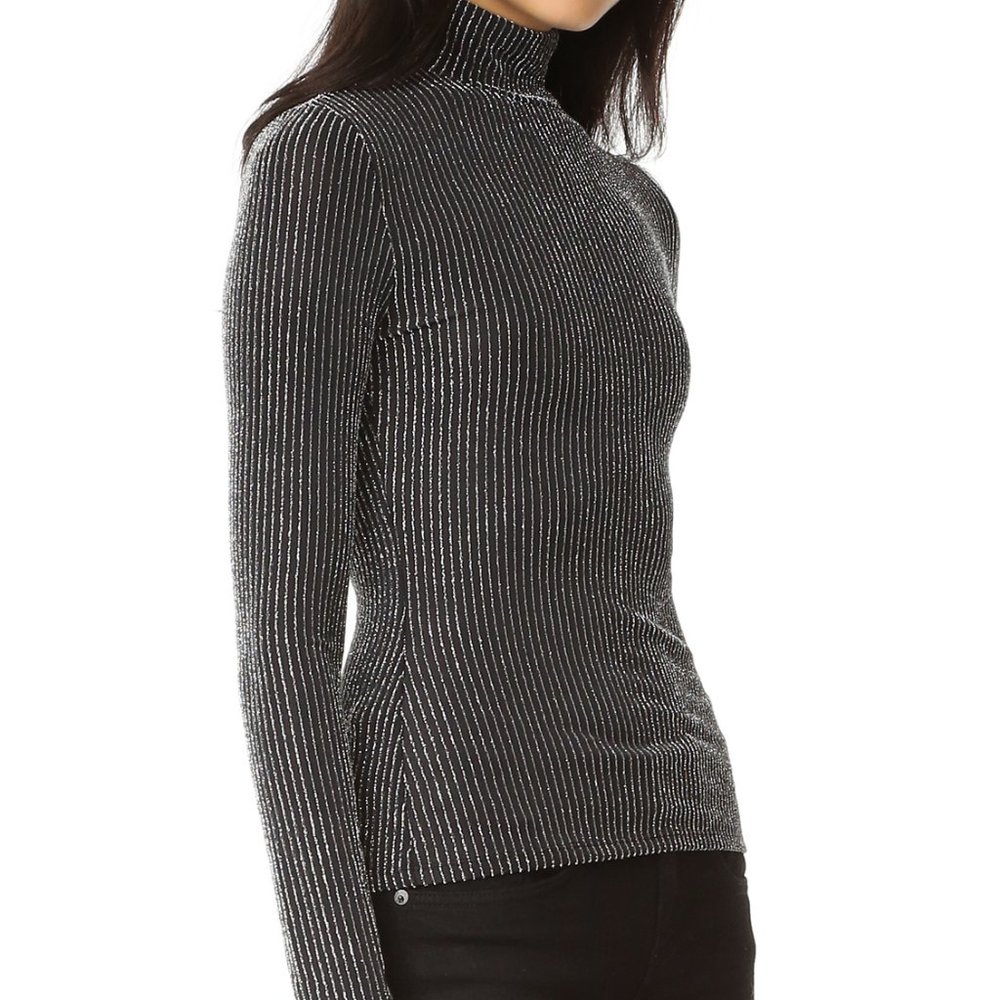 BCBGMAXAZRIA Brinne Metallic Knit Turtleneck - S